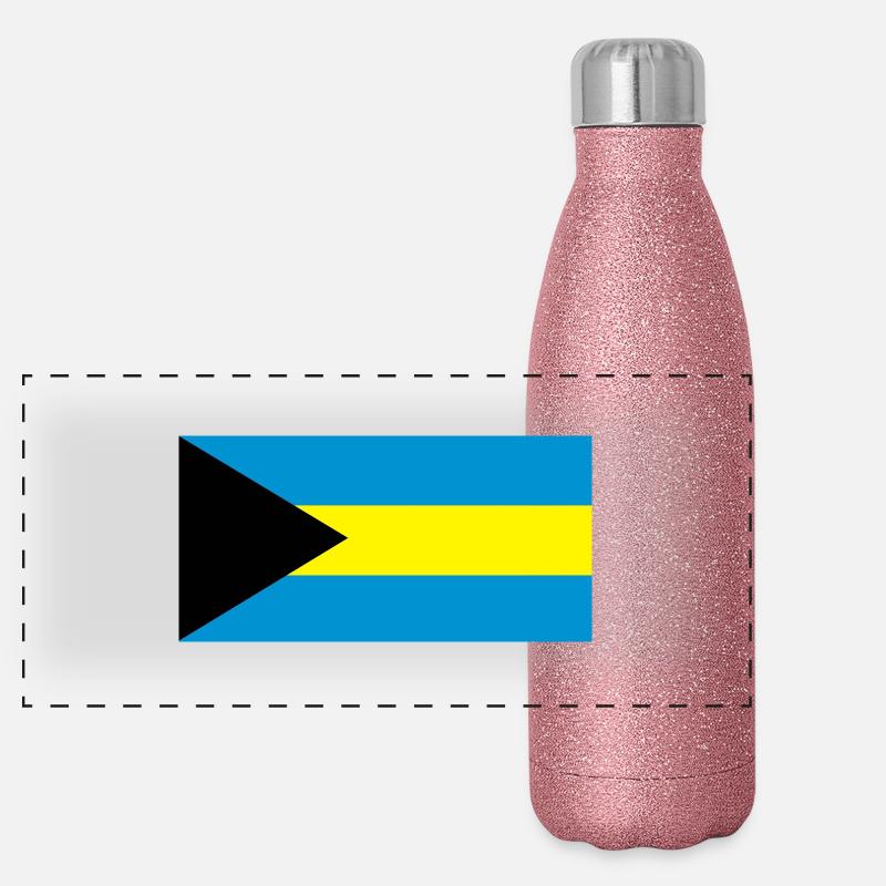 Drapeau des Bahamas Gourde isotherme panoramique pailletée 500 ml