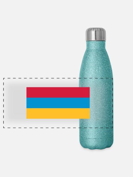 Arménie (V) - Panorama Glitzer Isolierflasche 500 ml - Blau Glitzer - Vorne