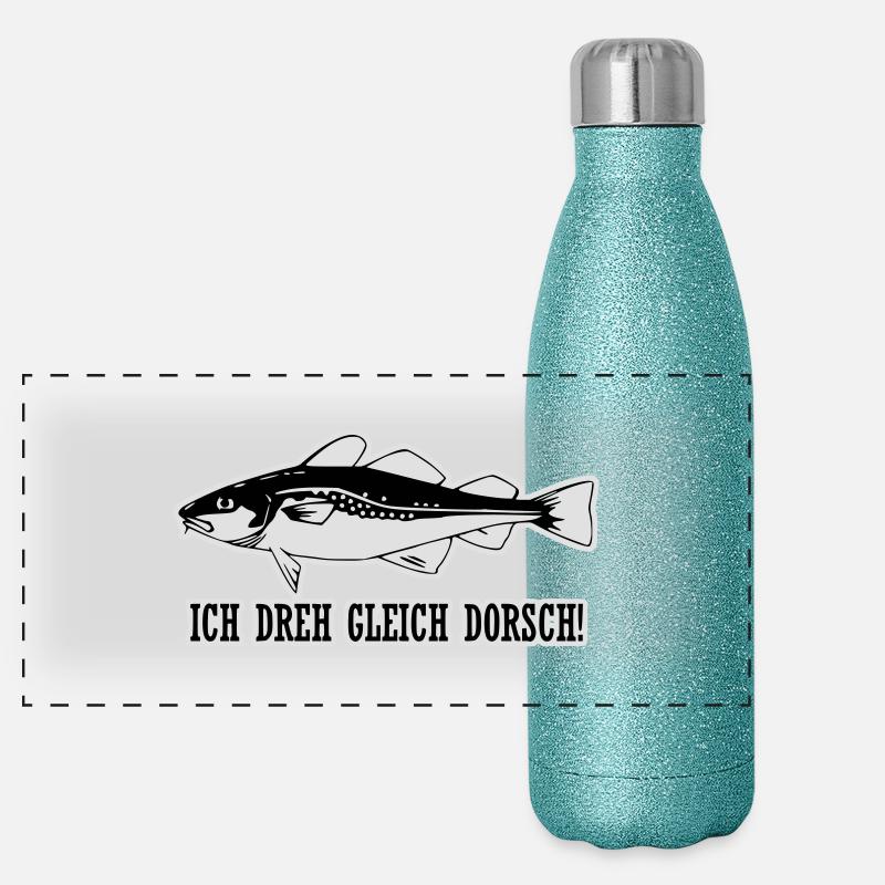 Ich dreh gleich Dorsch! Panorama Glitzer Isolierflasche 500 ml