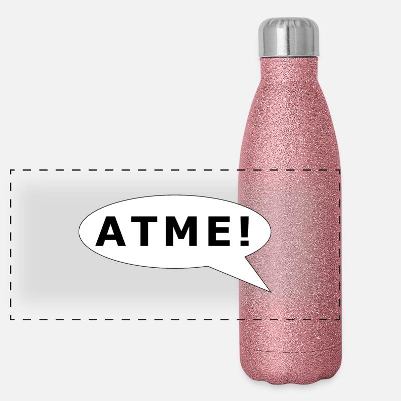 ATME! Schprechblase schwarz auf weiß Panorama Glitzer Isolierflasche 500 ml