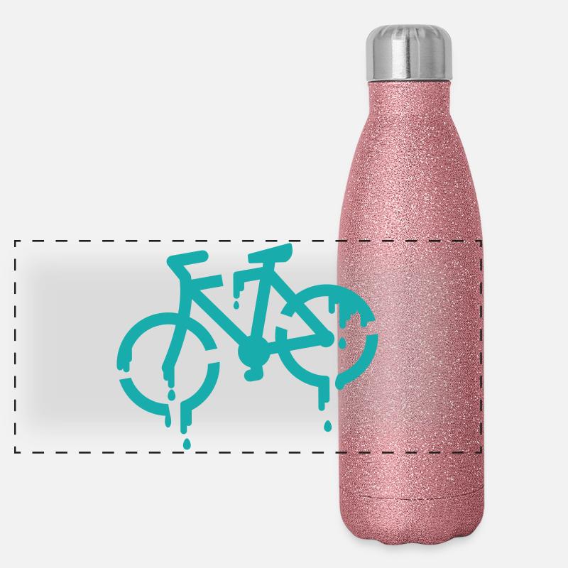 stencil bike - Panoramic Glitter Thermal Bottle 500 ml - pink glitter