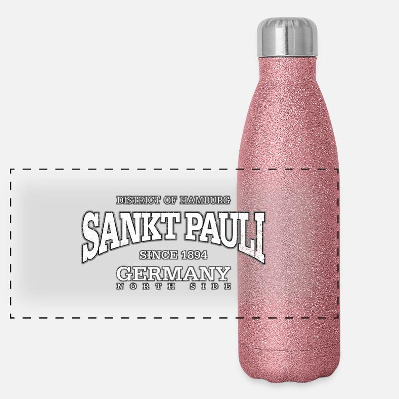 Sankt Pauli (white oldstyle) Panorama Glitzer Isolierflasche 500 ml