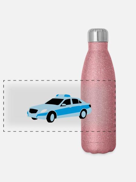 polizei - Panorama Glitzer Isolierflasche 500 ml - Pink Glitzer - Vorne