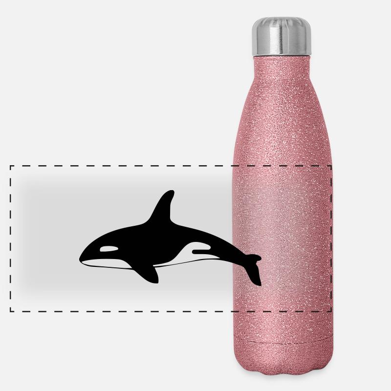 Killer whale shark ocean Panoramic Glitter Thermal Bottle 500 ml
