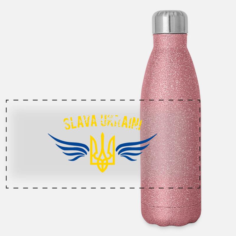 Ukraine Ruhm und Ehre Panorama Glitzer Isolierflasche 500 ml