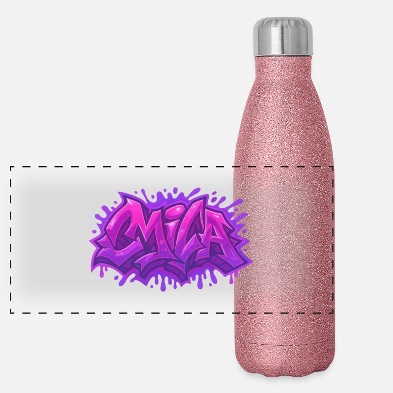 Graffiti MILA Name Gift Ideal Druckbar Panorama Glitzer Isolierflasche 500 ml