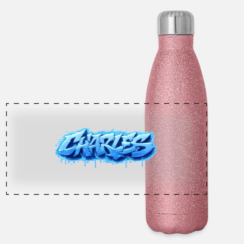 Graffiti  Charles Prénom cadeau idéal imprimable  Gourde isotherme panoramique pailletée 500 ml