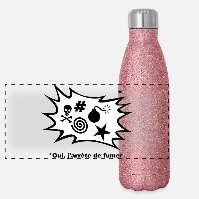 Effectivement, J'arrête de fumer... Gourde isotherme panoramique pailletée 500 ml