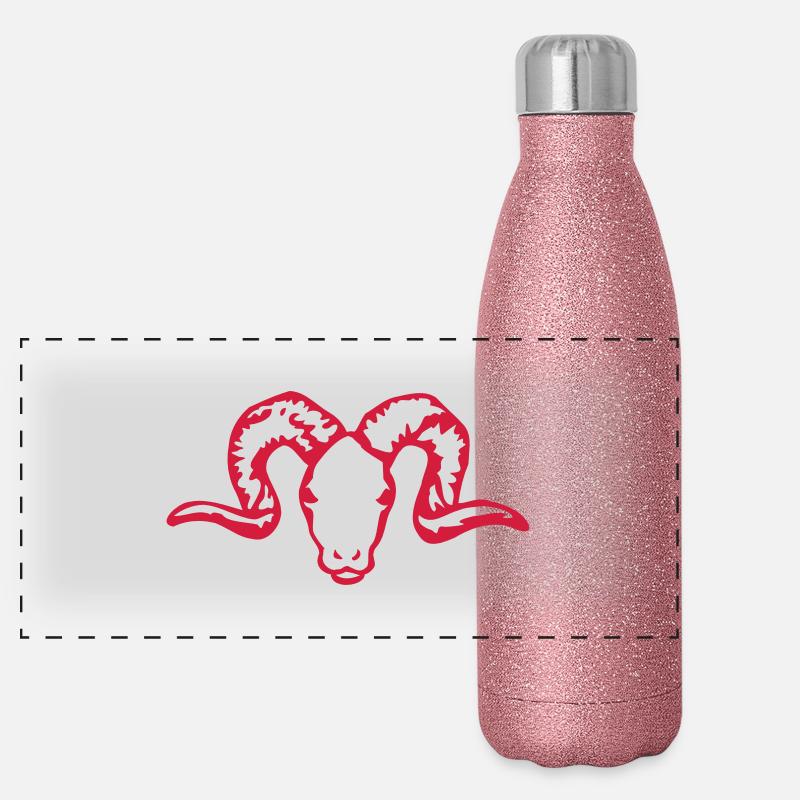 schafskopf_einfach rot Panorama Glitzer Isolierflasche 500 ml