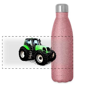 Fahr den Deutz Traktor 230 MK3 - Panorama Glitzer Isolierflasche 500 ml - Pink Glitzer - Vorne