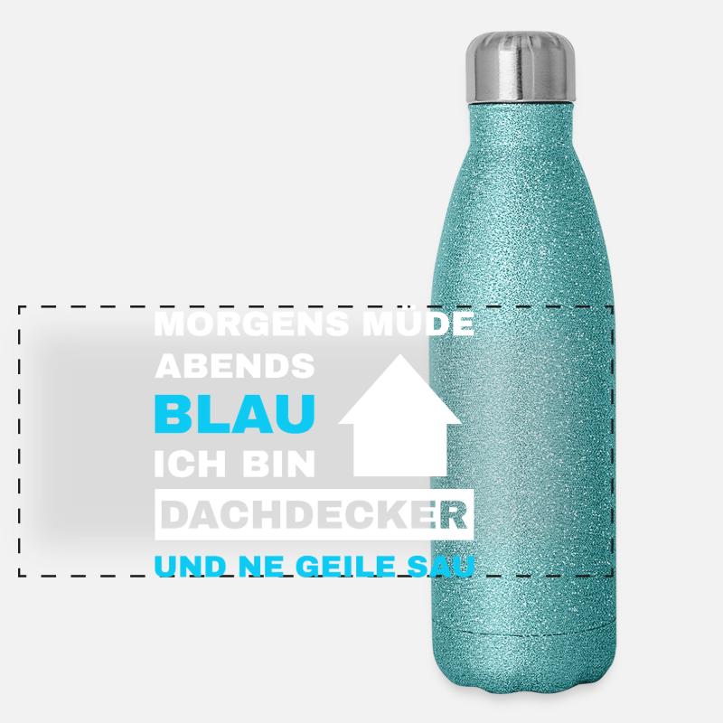 Dachdecker Dach Dachdeckerei Dachdeckermeister Panorama Glitzer Isolierflasche 500 ml