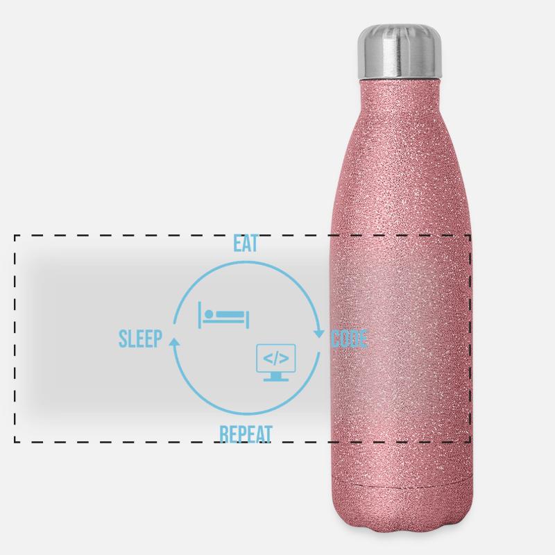 Eat Sleep Code Repeat - Programmer Cycle Panoramic Glitter Thermal Bottle 500 ml