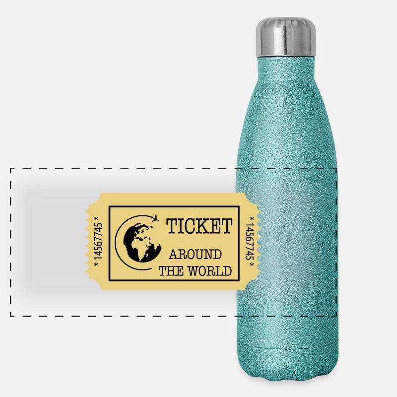 Around the World Ticket Panorama Glitzer Isolierflasche 500 ml