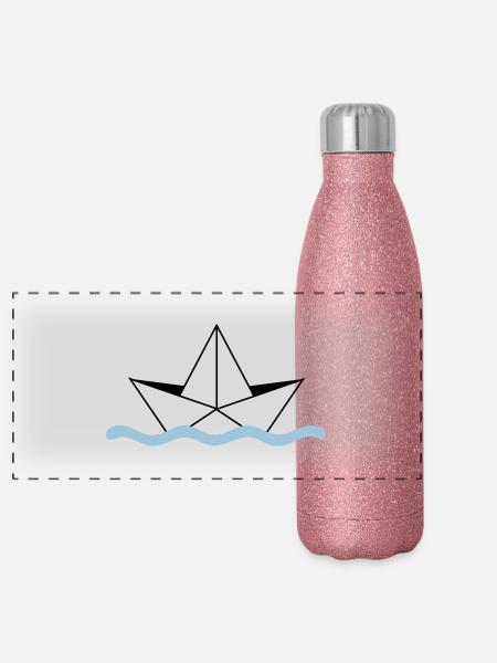 Papierschiff - Panorama Glitzer Isolierflasche 500 ml - Pink Glitzer - Vorne