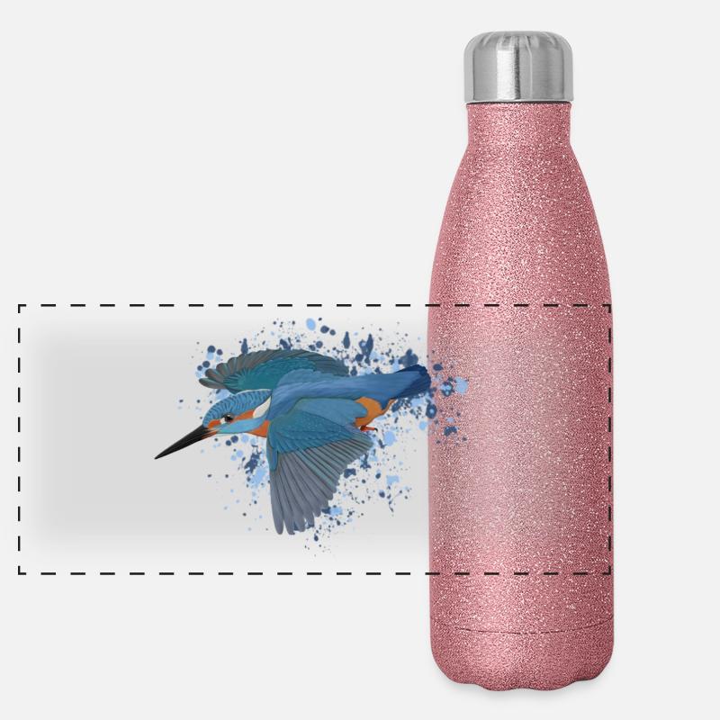 Eisvogel Gartenvogel Singvogel Biologe Vogel Panorama Glitzer Isolierflasche 500 ml