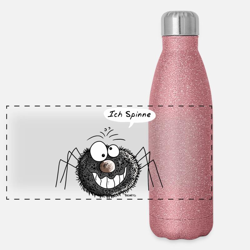 Ich Spinne - Smile - Spinnen - Schwarz - Lachen Panorama Glitzer Isolierflasche 500 ml