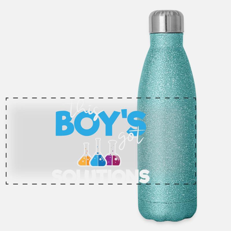 Dieser Junge hat Lösungen Panorama Glitzer Isolierflasche 500 ml