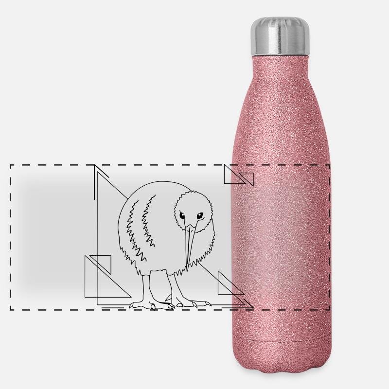 Kiwi bird in geometric design Panoramic Glitter Thermal Bottle 500 ml