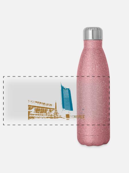 Leipzig Gewandhaus Uni Riese Geschenkidee - Panorama Glitzer Isolierflasche 500 ml - Pink Glitzer