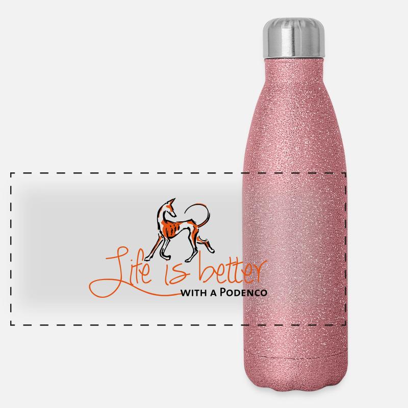 Life is better - Podenco Panorama Glitzer Isolierflasche 500 ml