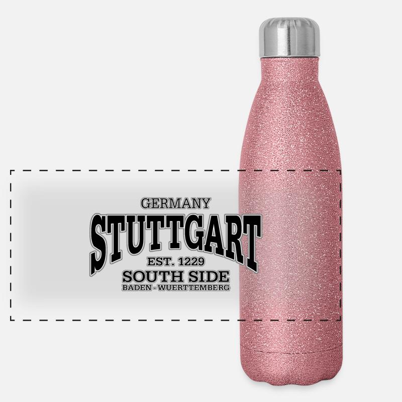 Stuttgart (black) Panorama Glitzer Isolierflasche 500 ml