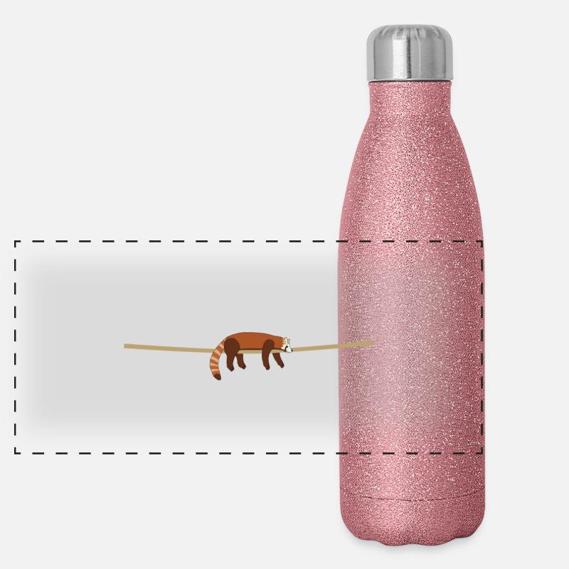 Roter Panda entspannt Panorama Glitzer Isolierflasche 500 ml