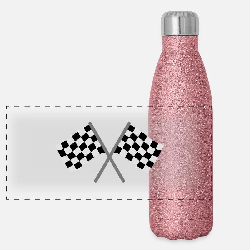 Drapeau à damiers Racing Gourde isotherme panoramique pailletée 500 ml