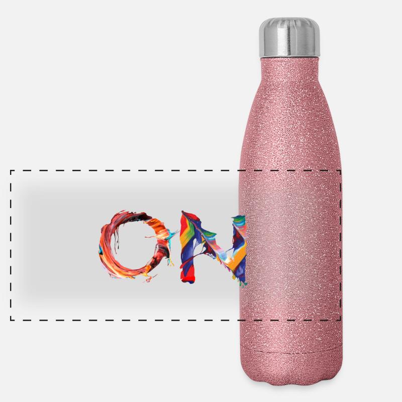 ON – Abstraktes Farbdesign mit Statement-Power Panorama Glitzer Isolierflasche 500 ml