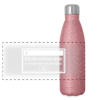 Motivation Geek Gamer Gaming Humour - Gourde isotherme panoramique pailletée 500 ml - paillettes roses - Devant