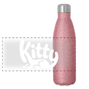 Kitty - Conception de chat de compagnie mignon - Gourde isotherme panoramique pailletée 500 ml - paillettes roses - Devant