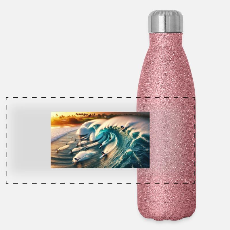 Surfeurs de pipelining Gourde isotherme panoramique pailletée 500 ml