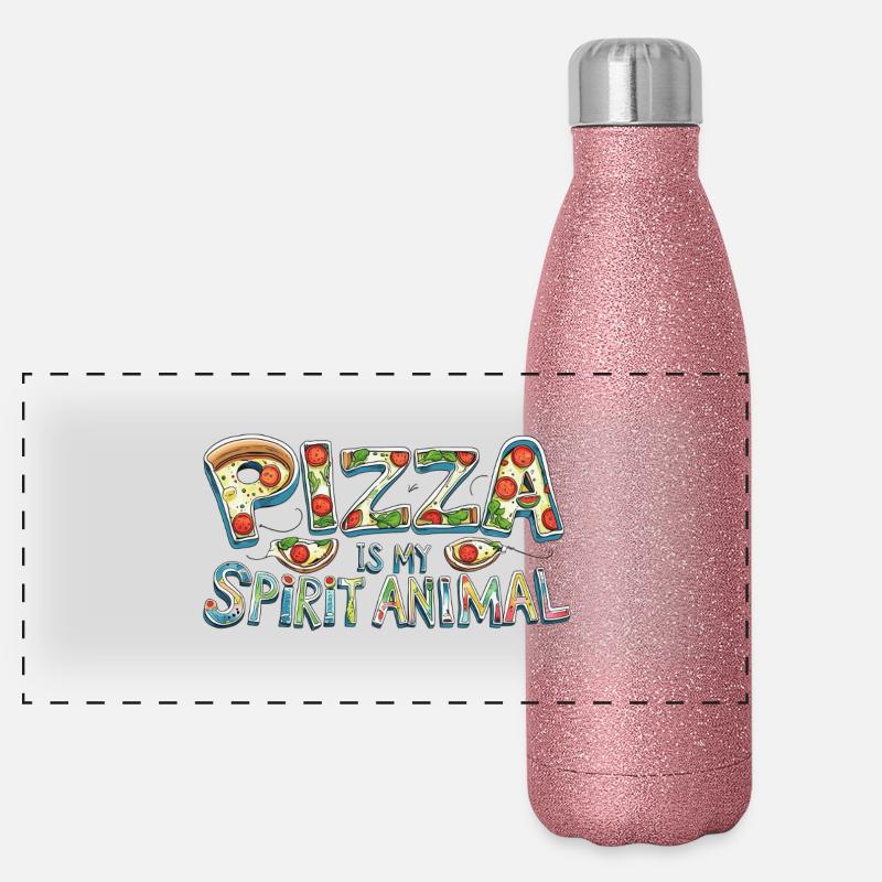 Pizza Love Panorama Glitzer Isolierflasche 500 ml