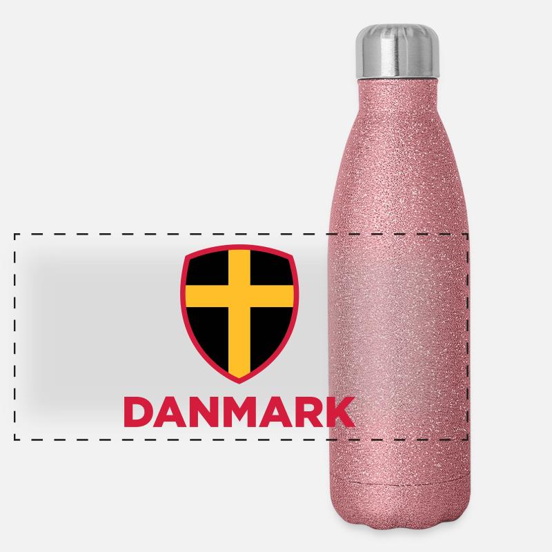 National flag of Denmark Panoramic Glitter Thermal Bottle 500 ml