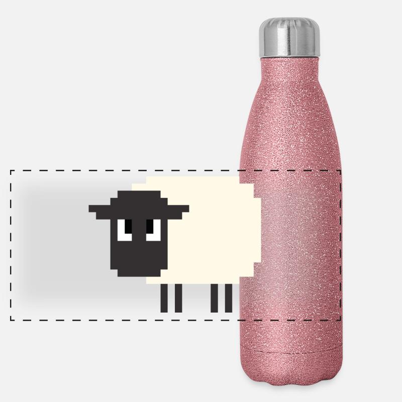 8 Bit Schaf Panorama Glitzer Isolierflasche 500 ml