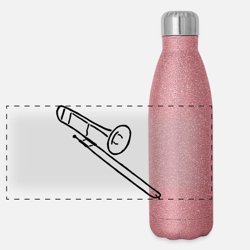 Trombone Sketch Gift for Trombonists Panoramic Glitter Thermal Bottle 500 ml