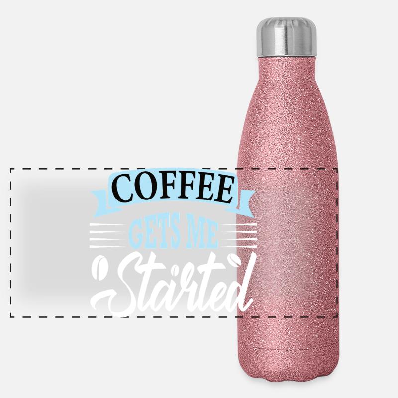 coffee gets me started - Panoramic Glitter Thermal Bottle 500 ml - pink glitter