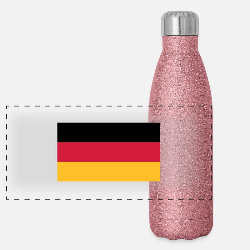 Deutschlandfahne Schwarz Rot Gold Panorama Glitzer Isolierflasche 500 ml