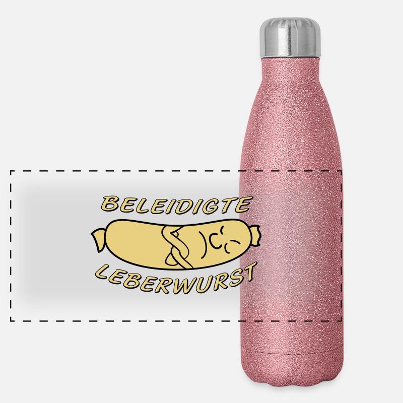 beleidigte Leberwurst Panorama Glitzer Isolierflasche 500 ml