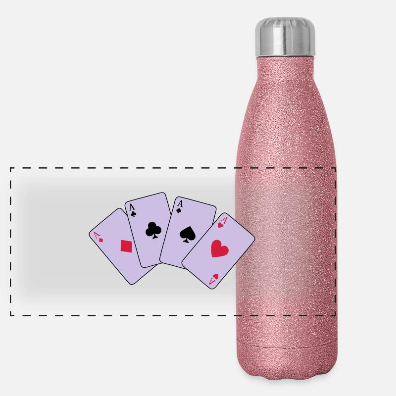 Card Game, Poker, Ace Gourde isotherme panoramique pailletée 500 ml