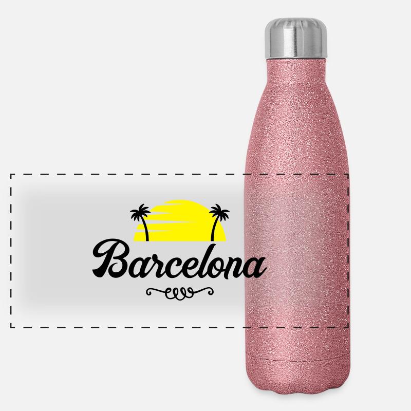 barcelona sunset Panorama Glitzer Isolierflasche 500 ml