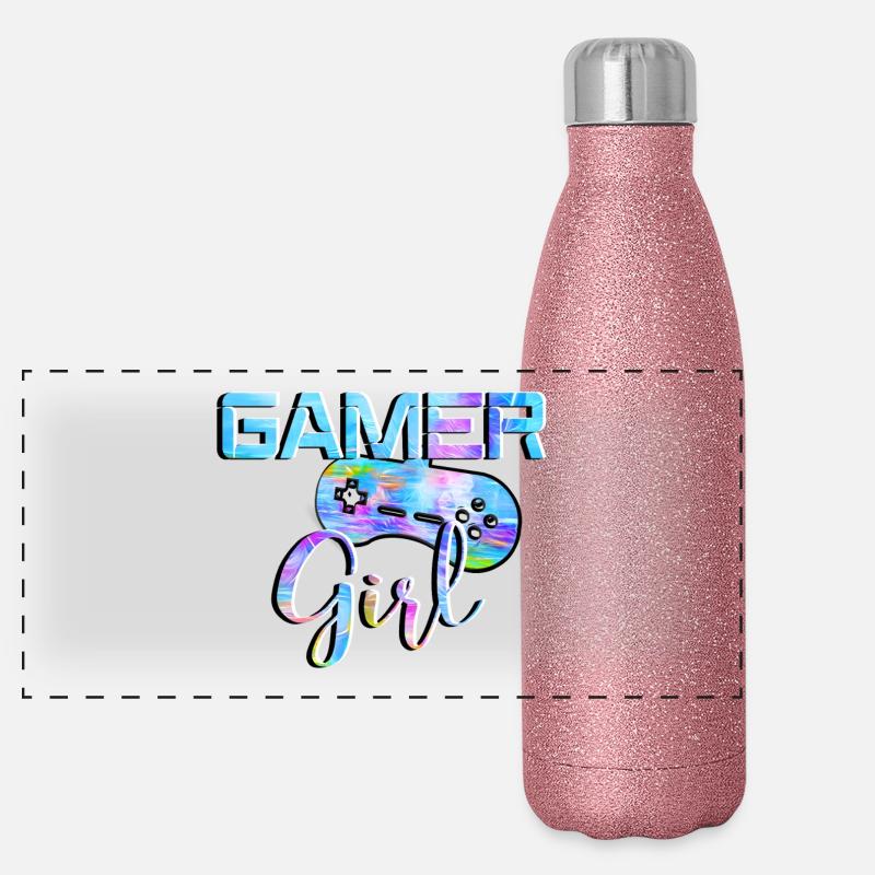 Gamer Girl Controller Controller - Panoramic Glitter Thermal Bottle 500 ml - pink glitter