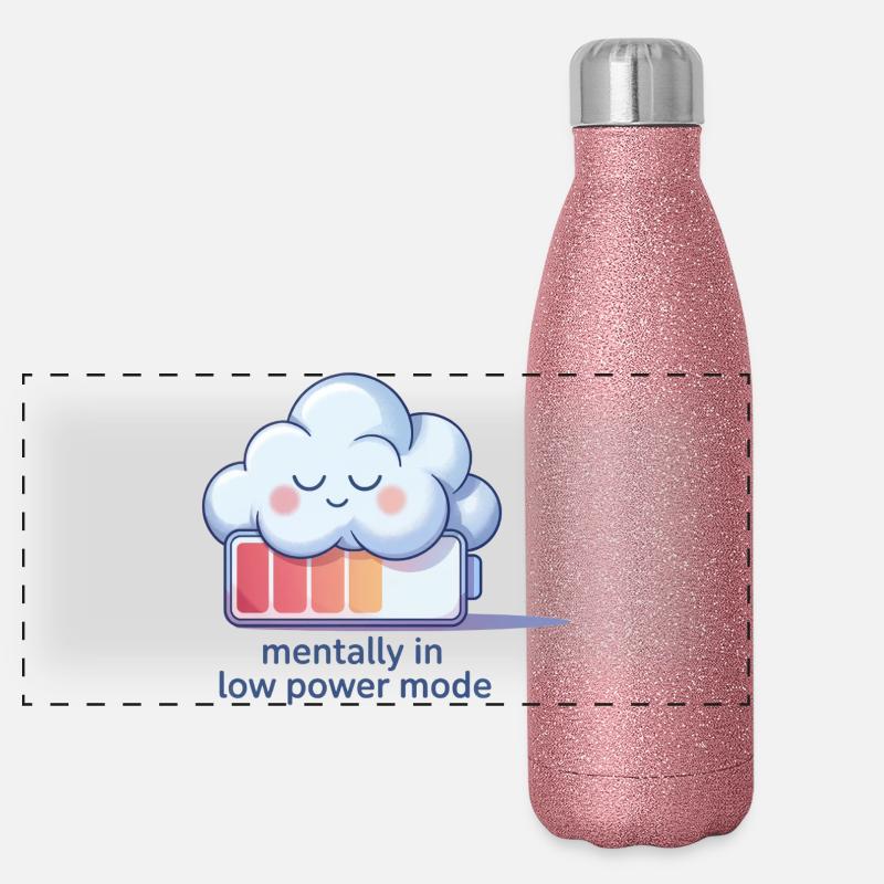 Digital Humor – Mentally in Low Power Mode Panorama Glitzer Isolierflasche 500 ml