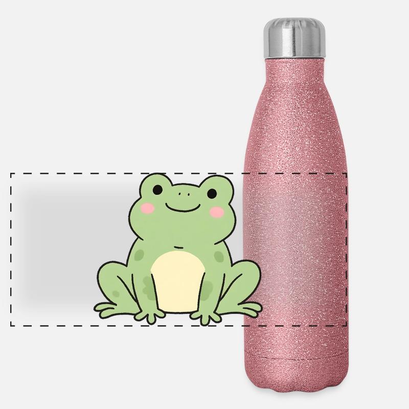 Cuddly Frog Green Charm Toad Frog Design Panoramic Glitter Thermal Bottle 500 ml