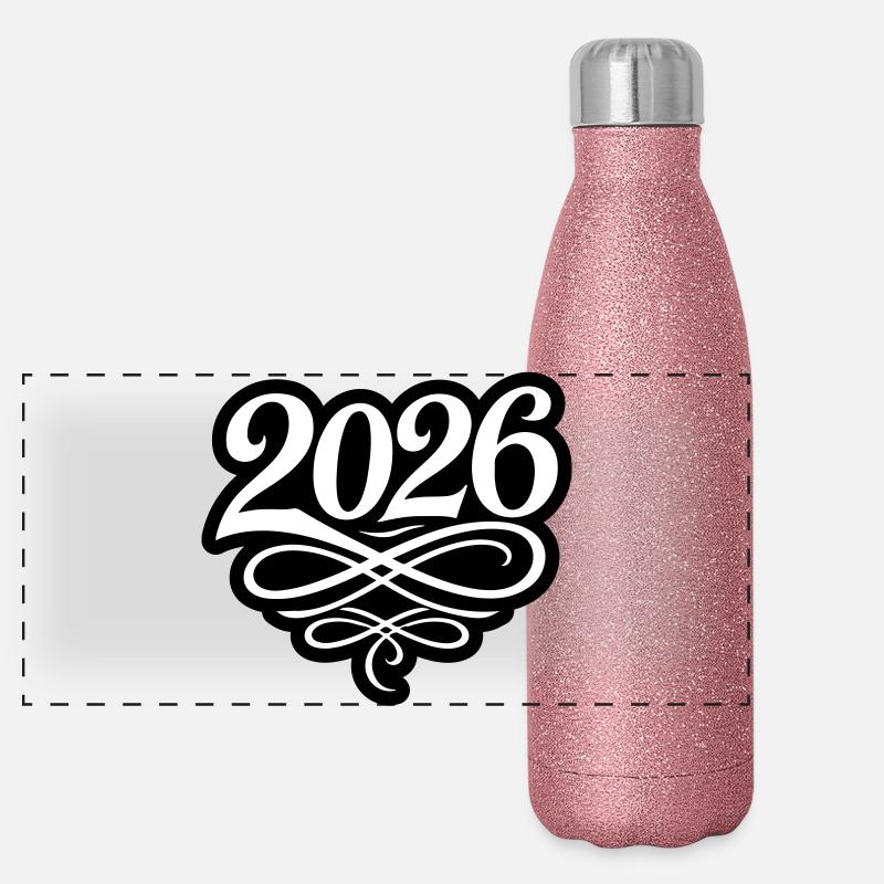 2026 Jahr Panorama Glitzer Isolierflasche 500 ml