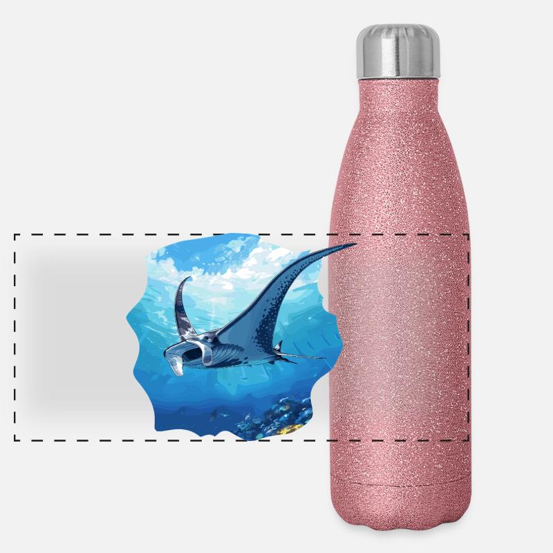 Rochen Mantarochen Panorama Glitzer Isolierflasche 500 ml
