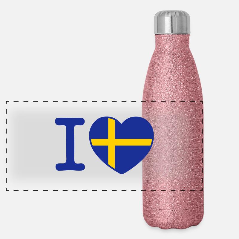 I Love Sweden Panoramic Glitter Thermal Bottle 500 ml
