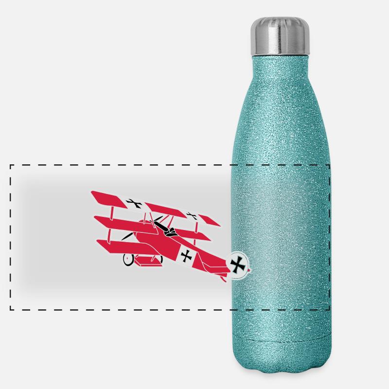 Fokker Airplane Flugzeug Roter Baron Red World War Panorama Glitzer Isolierflasche 500 ml