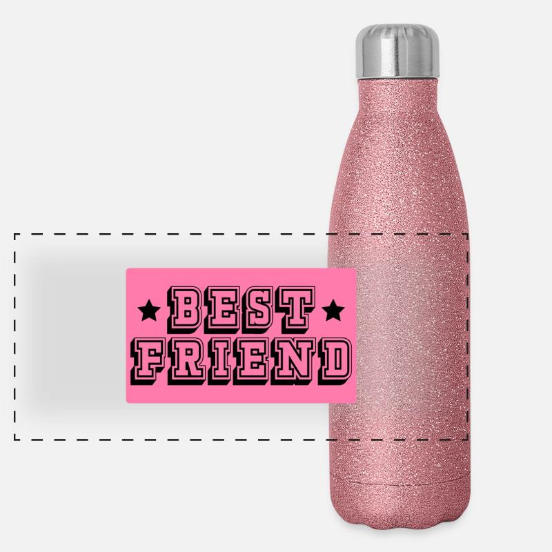 Best friend pink tshirt Panoramic Glitter Thermal Bottle 500 ml
