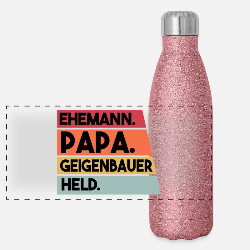 Ehemann Papa Geigenbauer Held Panorama Glitzer Isolierflasche 500 ml