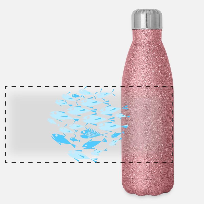 fish Cyan Panoramic Glitter Thermal Bottle 500 ml